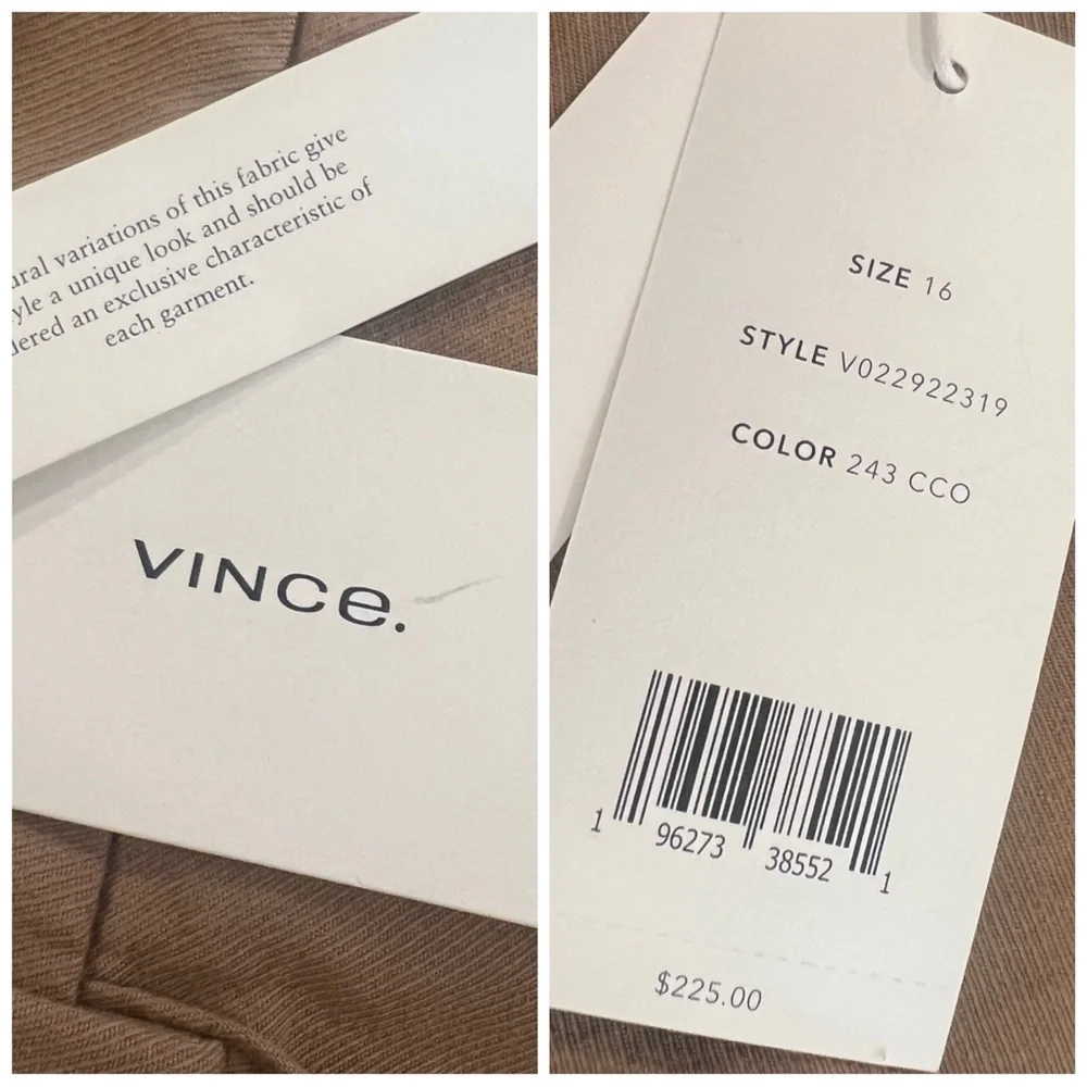 •VINCE• Washed‎ High Waisted Cotton Twill Shorts in Cocoon Khaki Beige Size 16